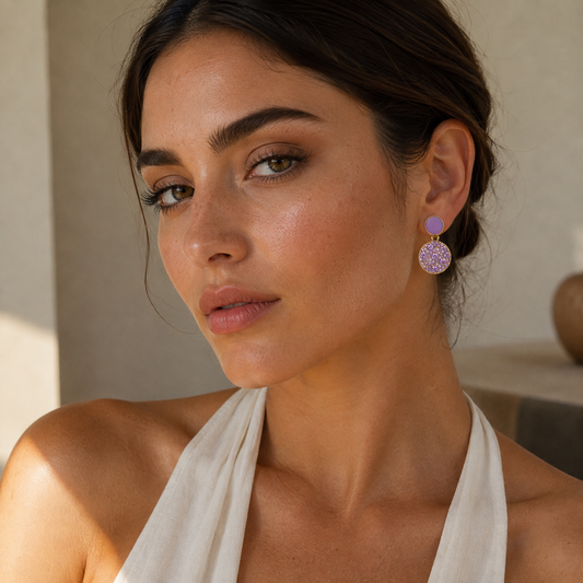 Smara 18K Gold Plated Lavender Drop Earrings