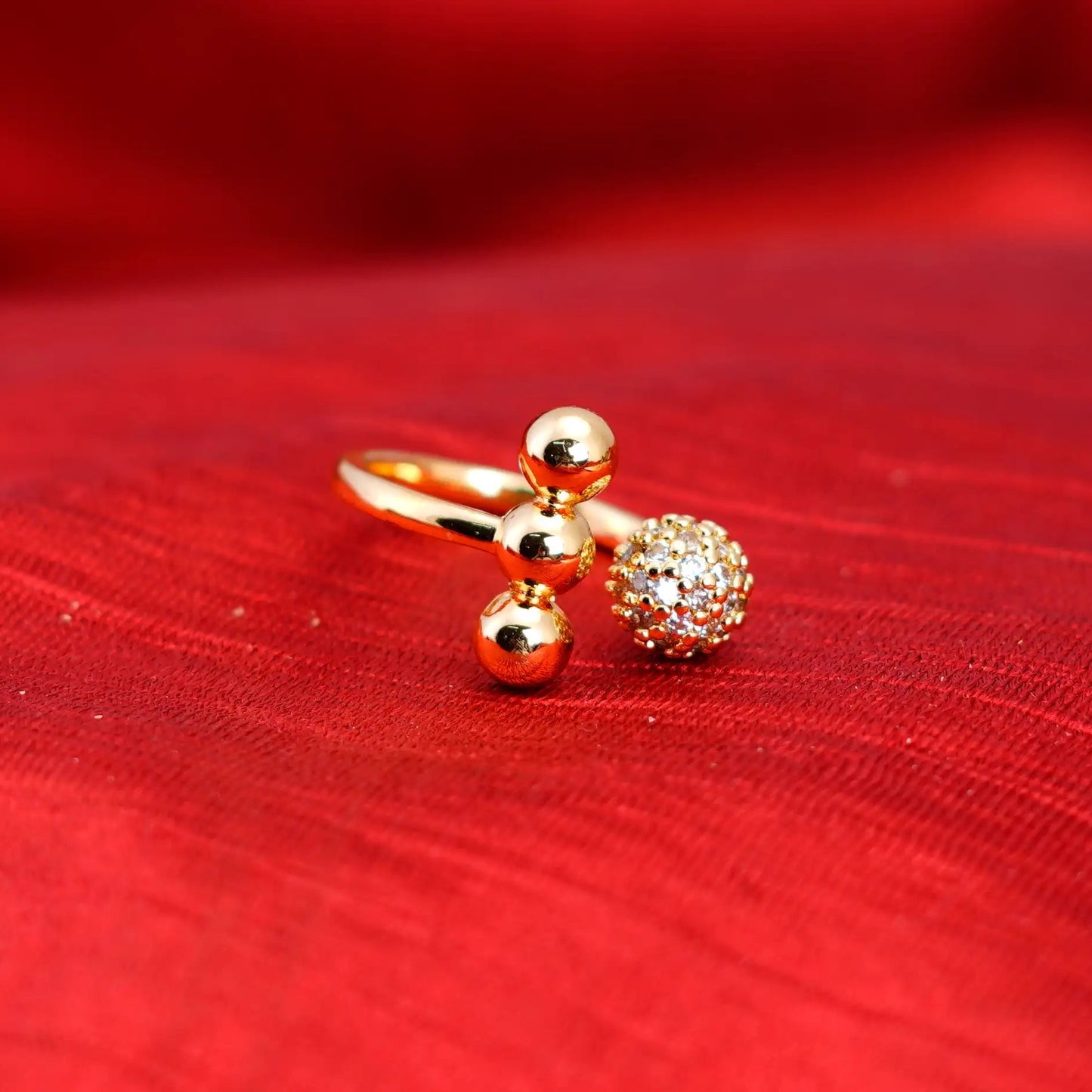Smara Round Ball Studded Adjustable Ring