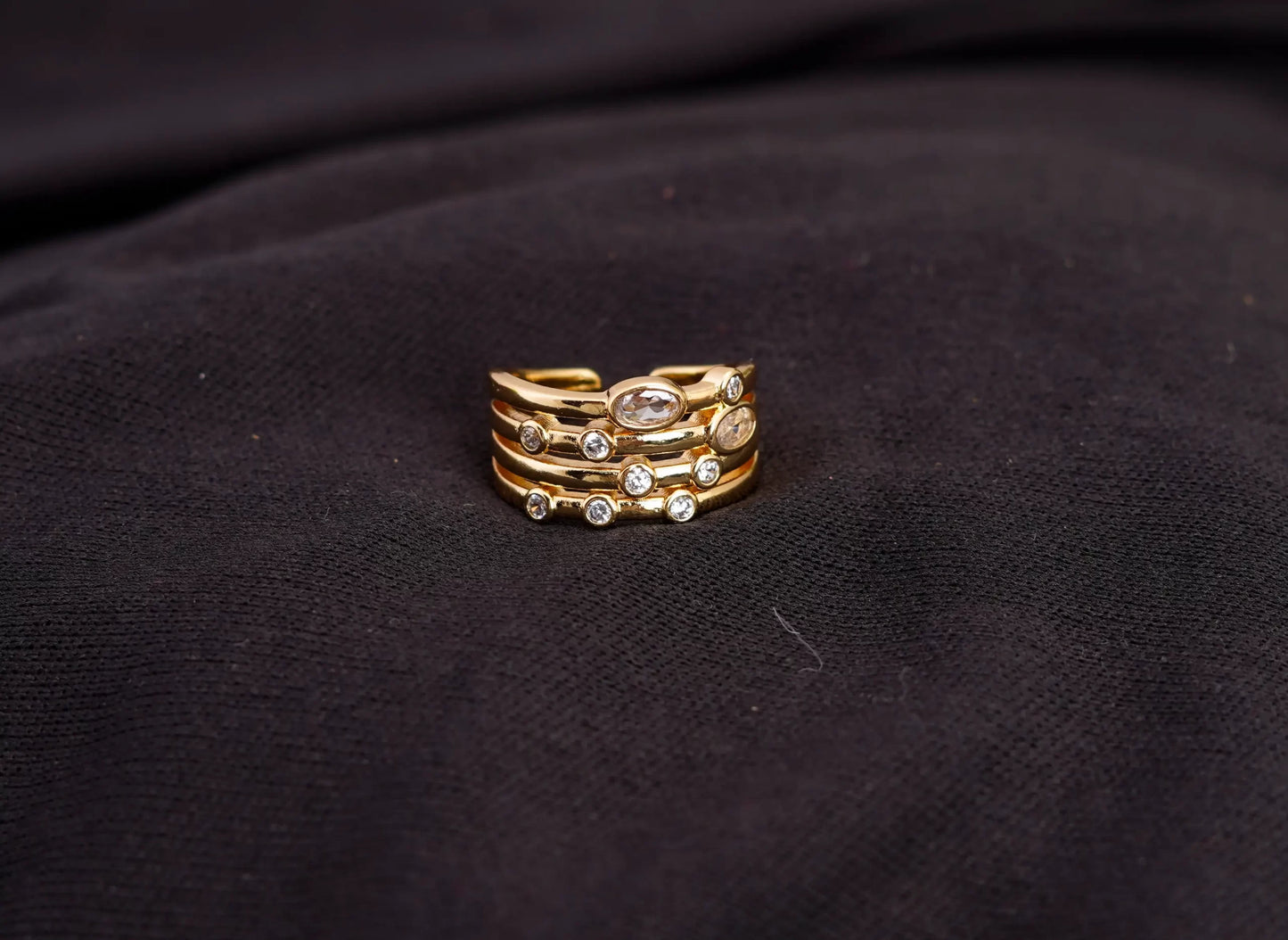 Smara Geometric American Diamond Studded Adjustable Ring