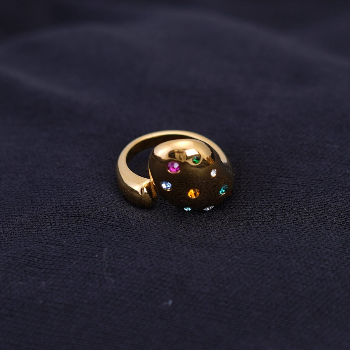 Smara 18K Gold Plated Coloured Stone Adjustable Ring