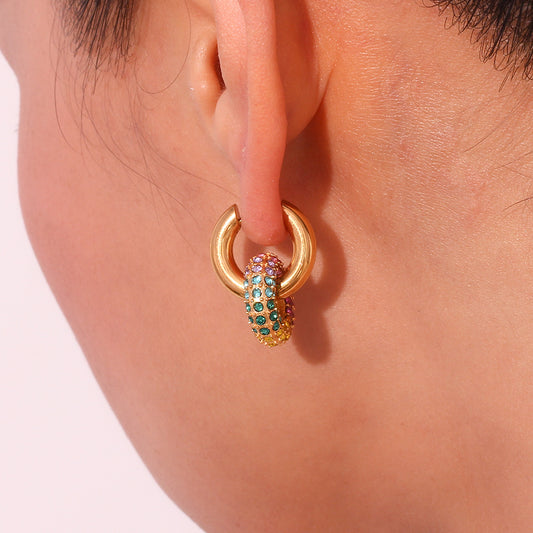 Smara Colourful Rhinestone Ring Earrings