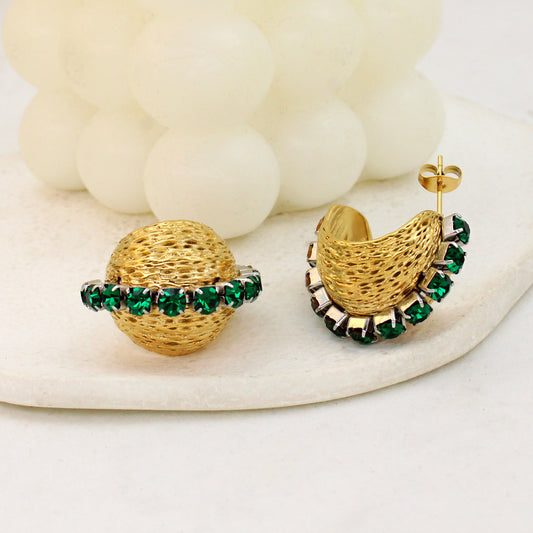 Smara Gold Ball Stone Studded Earrings