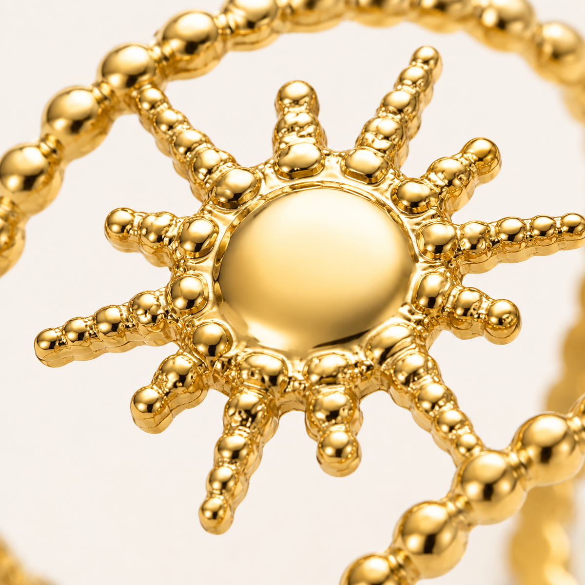 Smara Gold Tone Plated Sunburst Adjustable Ring