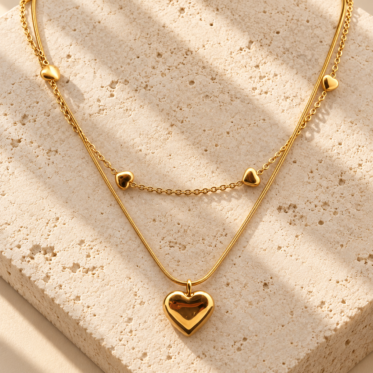 Smara Double Layered Heart Necklace