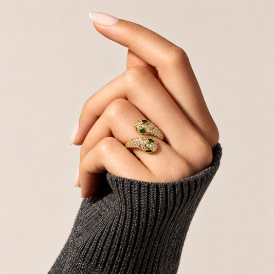Smara Double Headed Snake Adjustable Ring