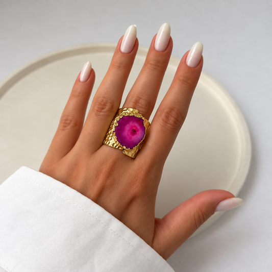 Smara Broad Crystal Adjustable Ring (PINK)