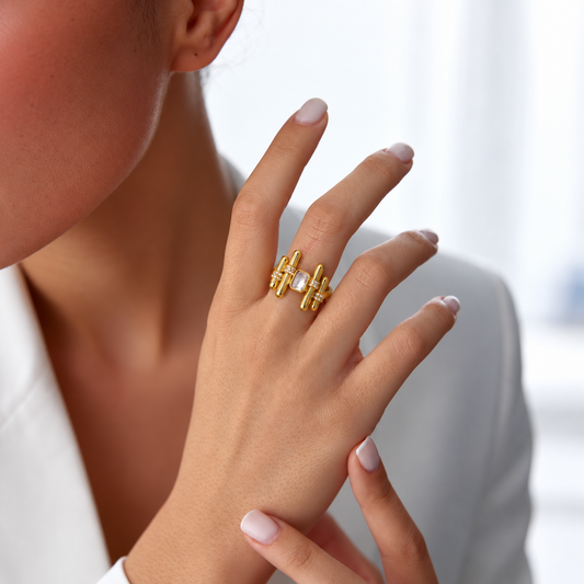 Smara Irregular Geometric Adjustable Ring
