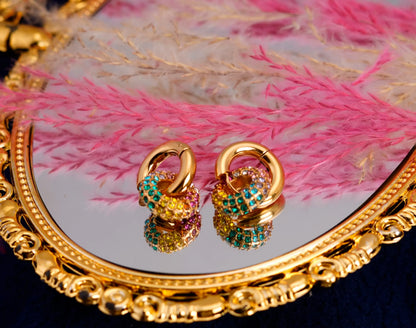 Smara Colourful Rhinestone Ring Earrings