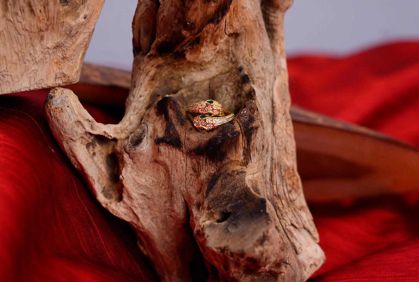 Smara Double Headed Snake Adjustable Ring