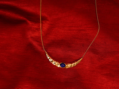 Smara Lapis Pleated Moon Necklace