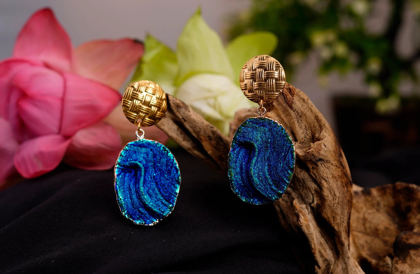 Smara Blue Lava Geometric Earrings