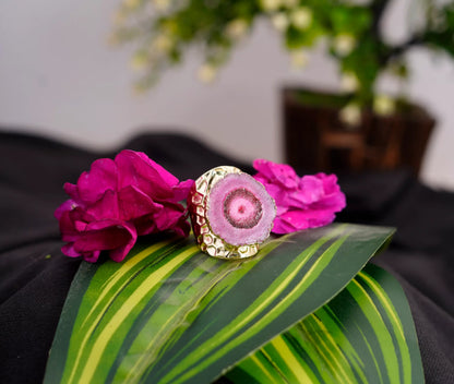 Smara Broad Crystal Adjustable Ring (PINK)