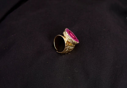 Smara Broad Crystal Adjustable Ring (PINK)