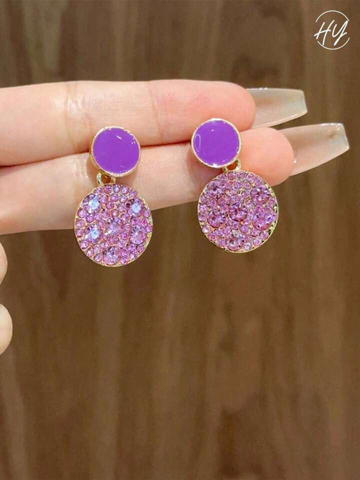 Smara Lavender Round Drop Earrings