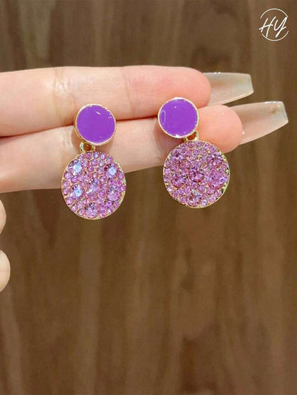 Smara Lavender Round Drop Earrings