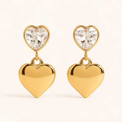 Smara 18K Gold Plated Vow Heart Drop Earrings