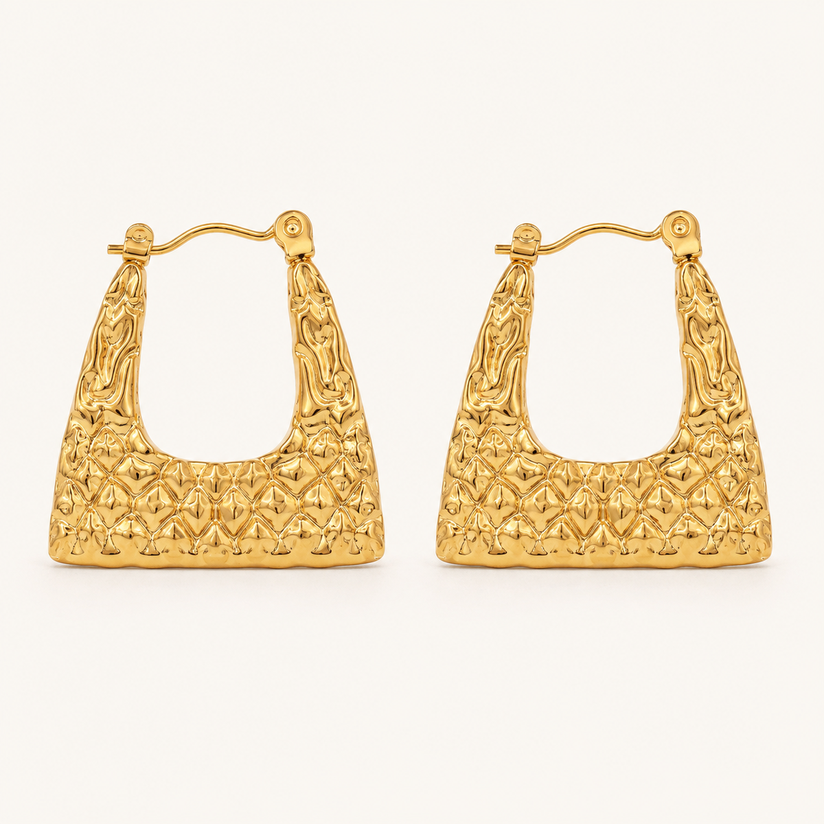 Smara Gold Tone Plated Basket Weave Earrings