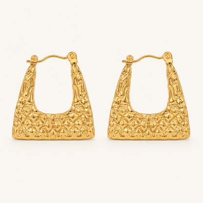 Smara Gold Tone Plated Basket Weave Earrings