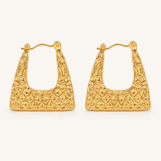 Smara Gold Tone Plated Basket Weave Earrings