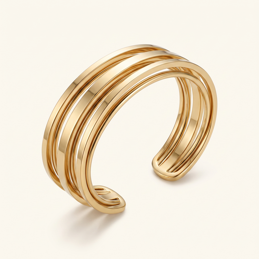 Smara Geometric 18K Gold Plated Cuff Bangle