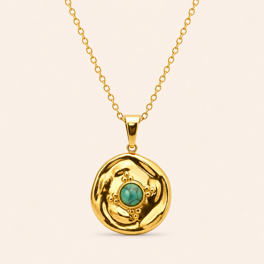 Smara 18K Gold Plated Turquoise Charm Pendant Necklace