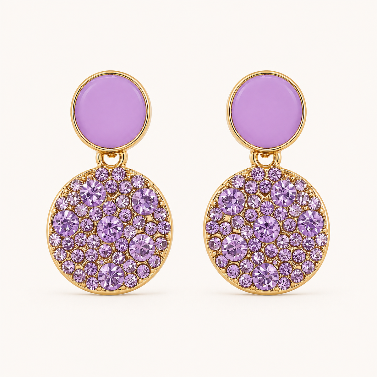 Smara 18K Gold Plated Lavender Drop Earrings