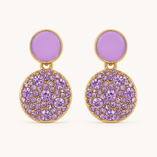 Smara 18K Gold Plated Lavender Drop Earrings