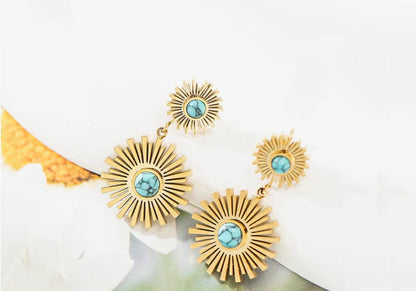 Smara Dazzling Sunburst Turquoise Earrings