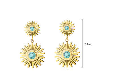 Smara Dazzling Sunburst Turquoise Earrings