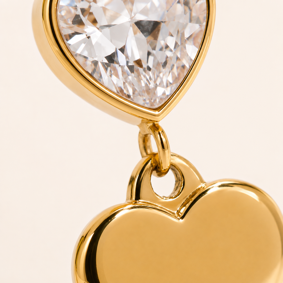 Smara 18K Gold Plated Vow Heart Drop Earrings