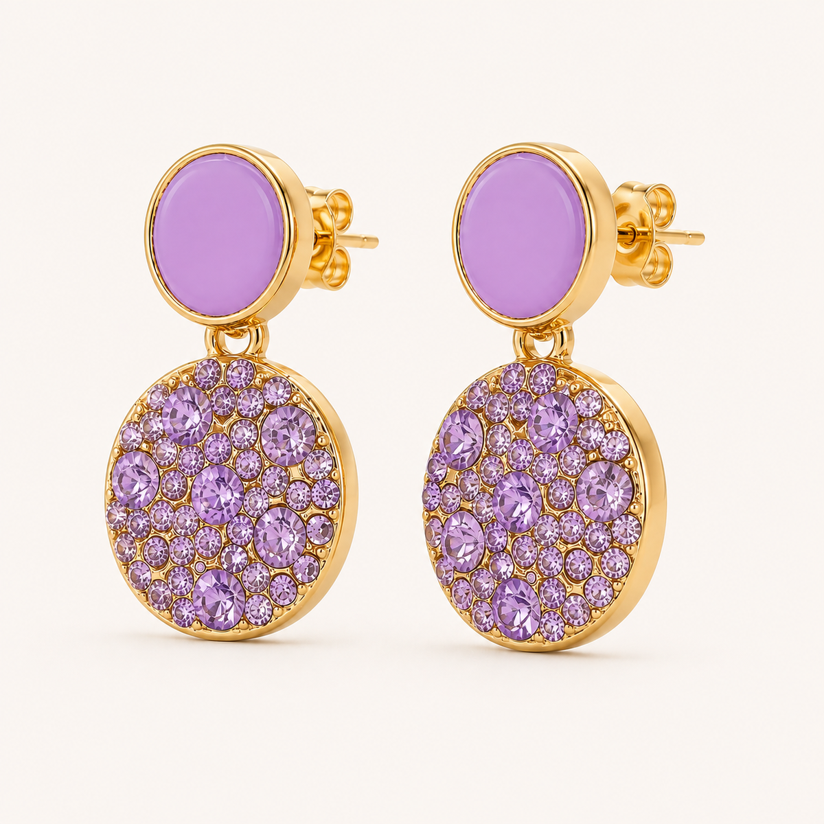 Smara 18K Gold Plated Lavender Drop Earrings