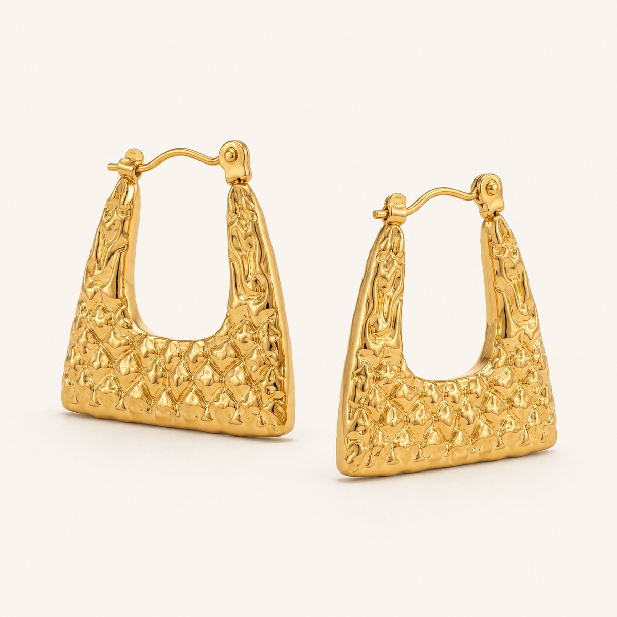 Smara Gold Tone Plated Basket Weave Earrings