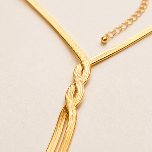 Smara Gold Tone Plated Long Tangled Necklace