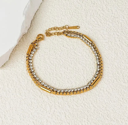 Smara Double layer bracelet with studded rhinestones
