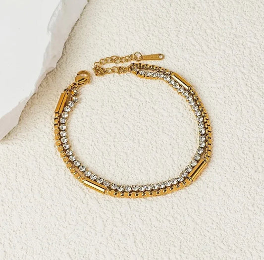 Smara Double layer bracelet with studded rhinestones