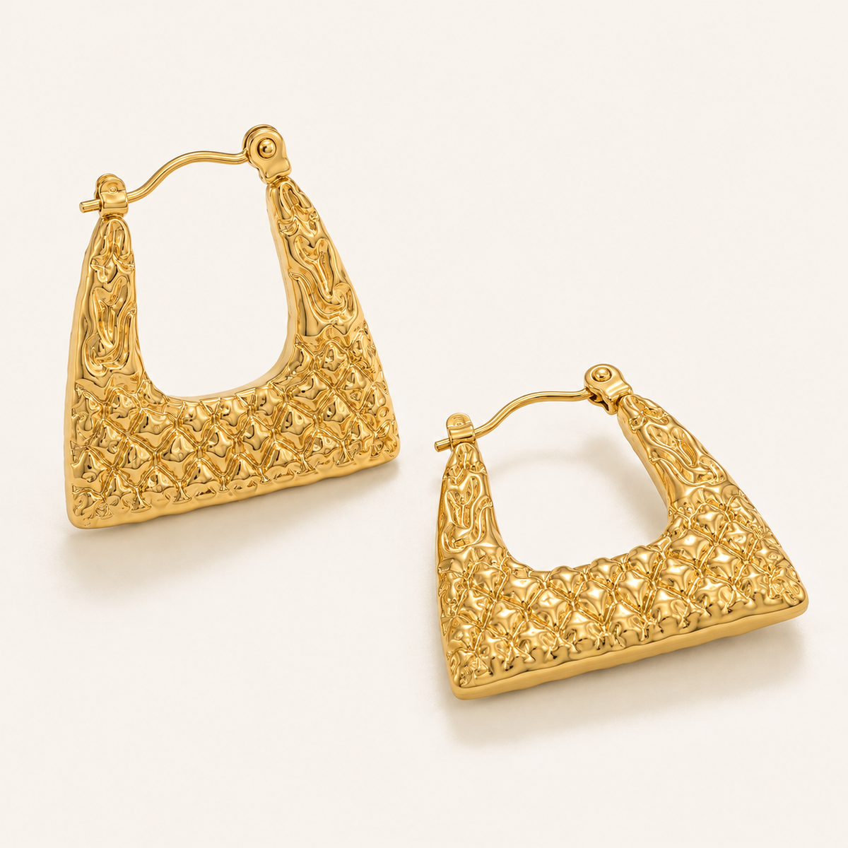 Smara Gold Tone Plated Basket Weave Earrings