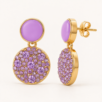 Smara 18K Gold Plated Lavender Drop Earrings