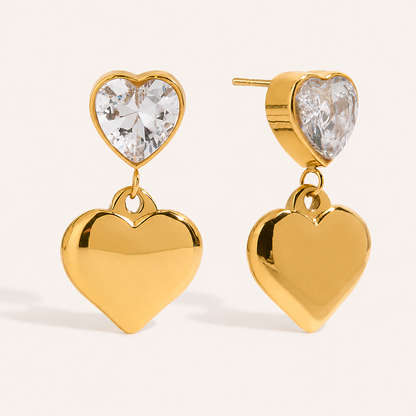 Smara 18K Gold Plated Vow Heart Drop Earrings