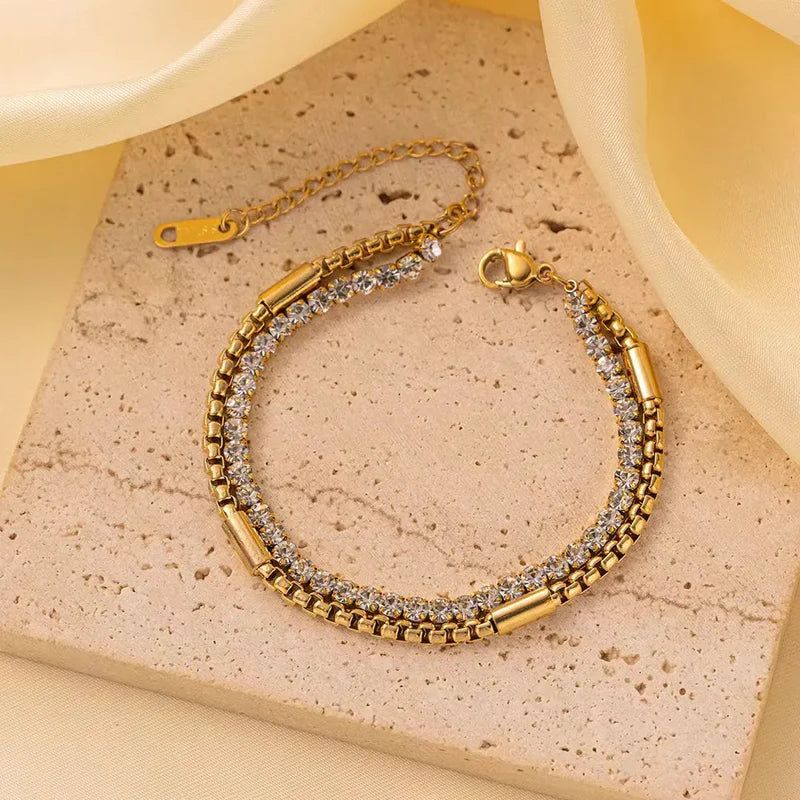 Smara Double layer bracelet with studded rhinestones