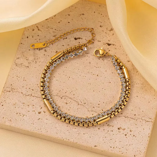 Smara Double layer bracelet with studded rhinestones