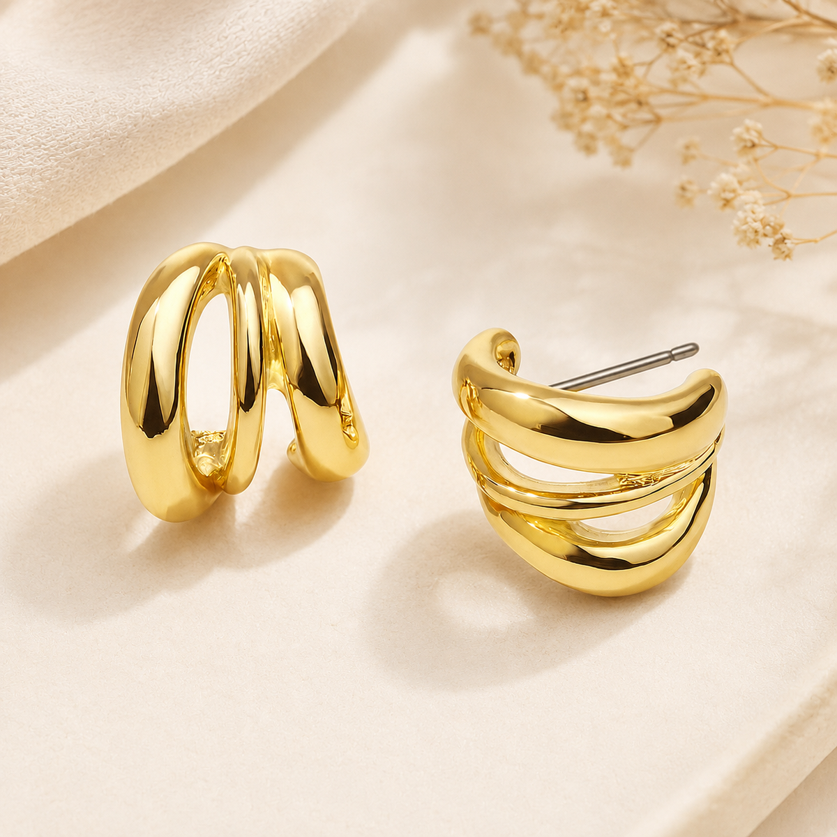 Smara 14K Gold Plated Hoop Earrings