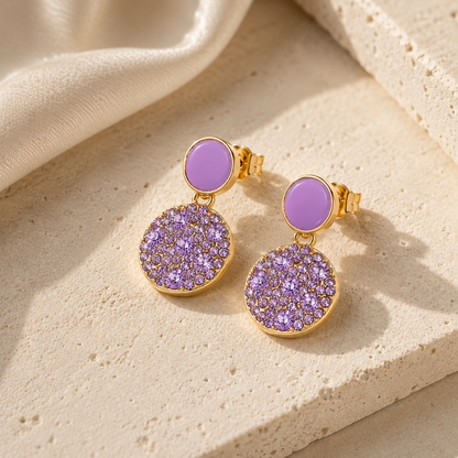 Smara 18K Gold Plated Lavender Drop Earrings