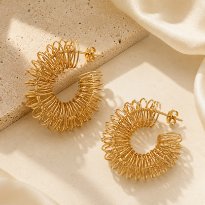 Smara 18K Gold Plated Curvy Wired Earrings