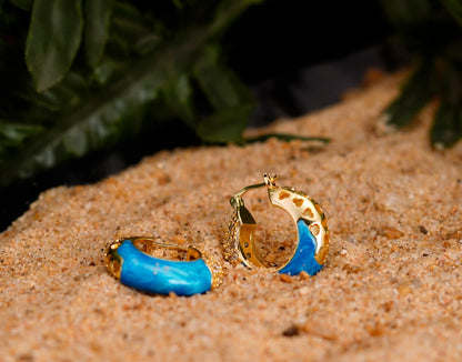 Smara Classic Marbled Hoop Earrings (BLUE)