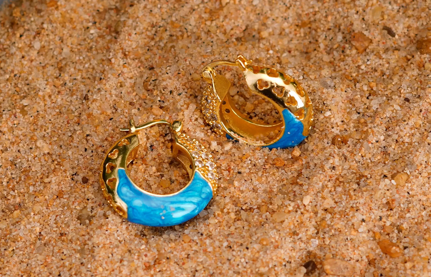 Smara Classic Marbled Hoop Earrings (BLUE)