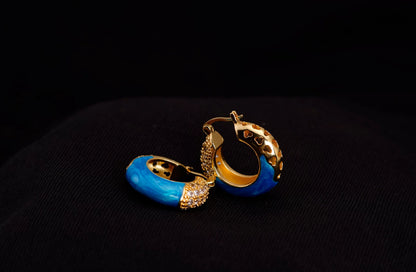 Smara Classic Marbled Hoop Earrings (BLUE)