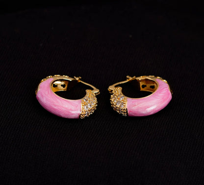 Smara Classic Marbled Hoop Earrings (PINK)