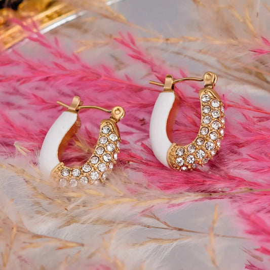 Smara White aclyric artificial diamond studded earrings