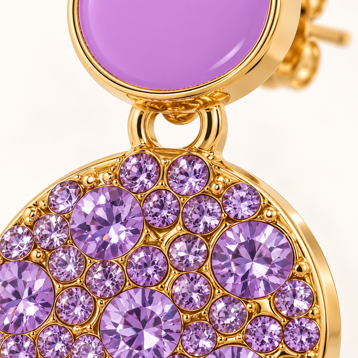 Smara 18K Gold Plated Lavender Drop Earrings