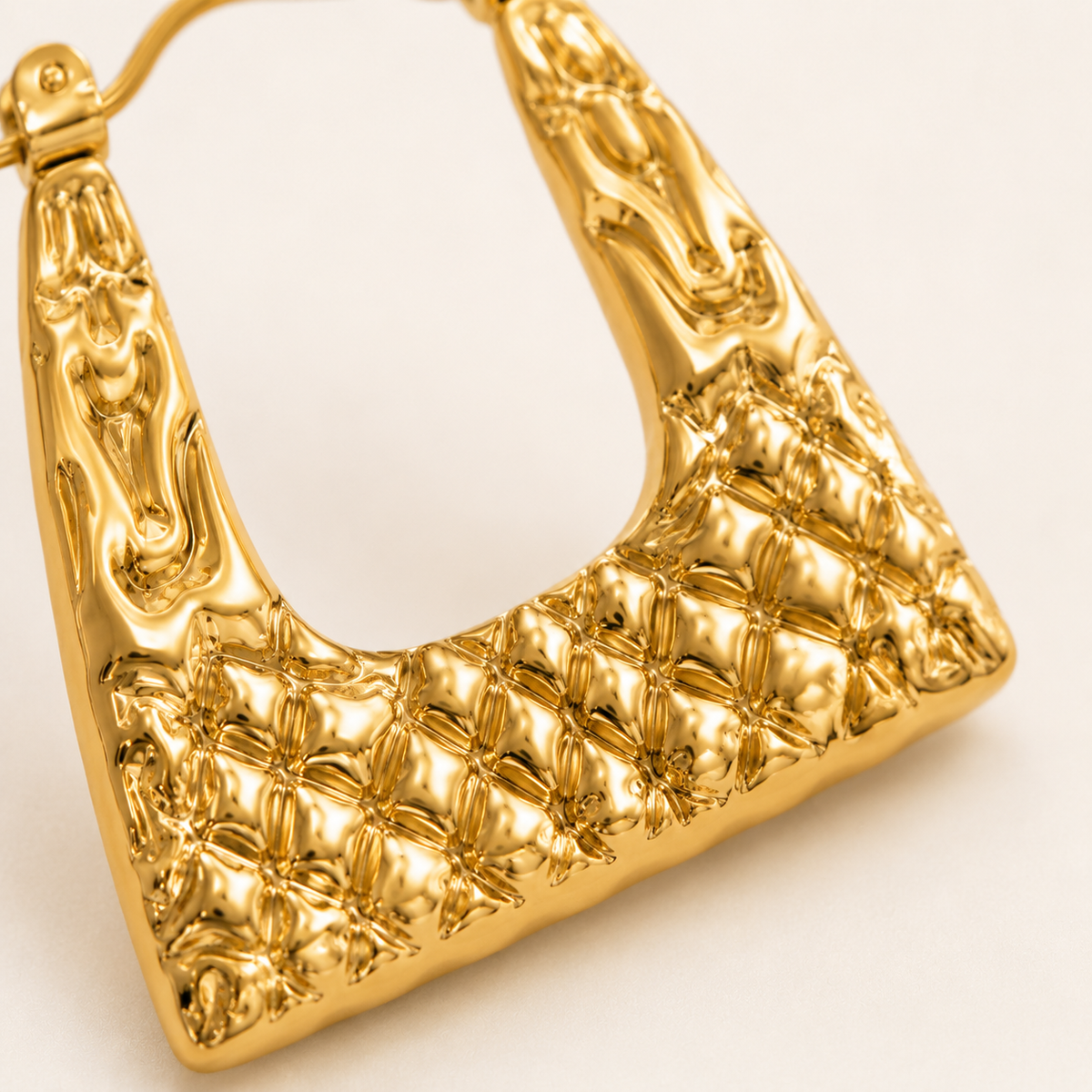 Smara Gold Tone Plated Basket Weave Earrings